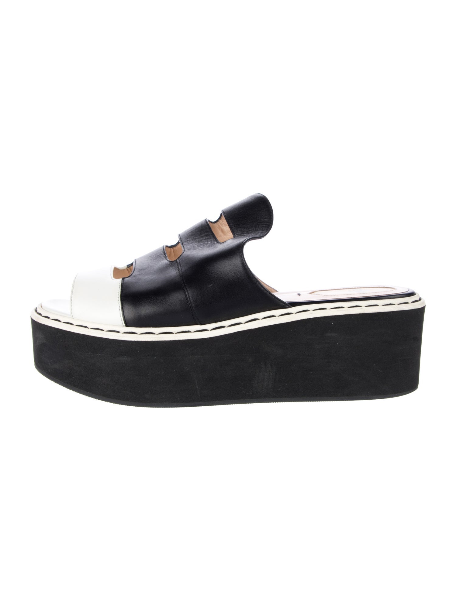 Fendi Leather Cutout Accent Slides