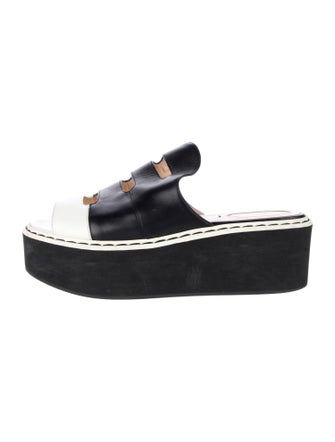 Fendi Leather Cutout Accent Slides