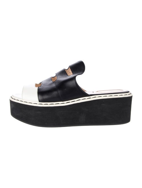 Fendi Leather Cutout Accent Slides