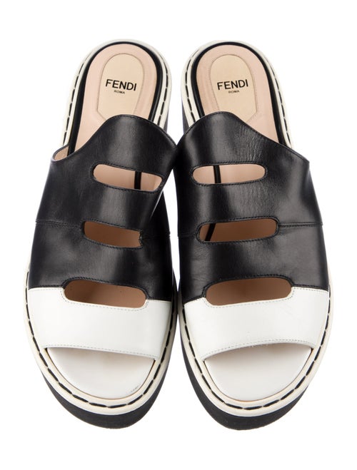 Fendi Leather Cutout Accent Slides