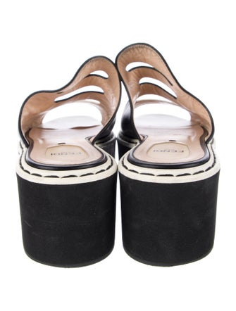 Fendi Leather Cutout Accent Slides