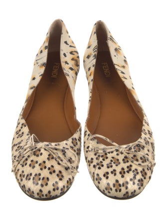 Fendi Leather Animal Print D'Orsay Flats