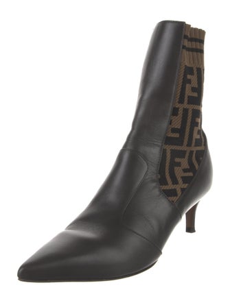 Fendi Zucca FF Logo Leather Sock Boots