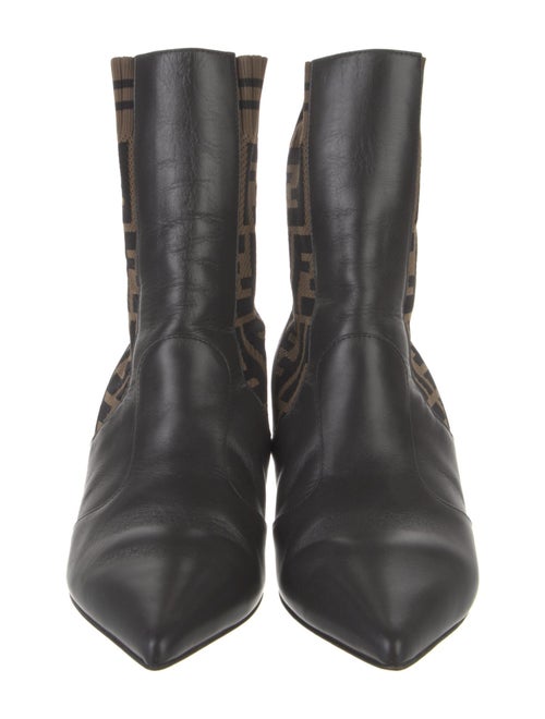 Fendi Zucca FF Logo Leather Sock Boots