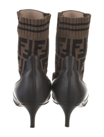 Fendi Zucca FF Logo Leather Sock Boots