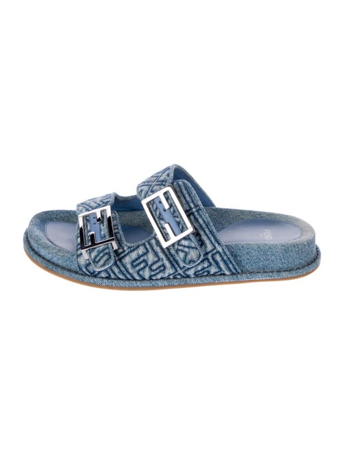Fendi Zucca FF Logo Denim Slides