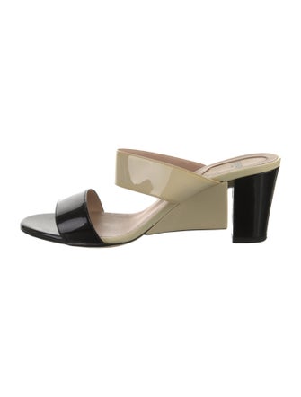 Fendi Patent Leather Colorblock Pattern Slides