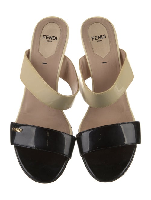 Fendi Patent Leather Colorblock Pattern Slides