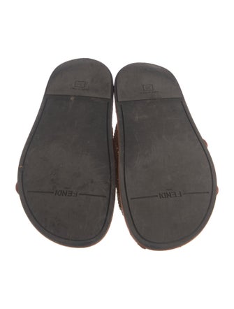 Fendi Zucca FF Logo Raffia Slides