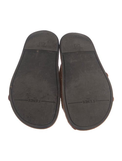 Fendi Zucca FF Logo Raffia Slides