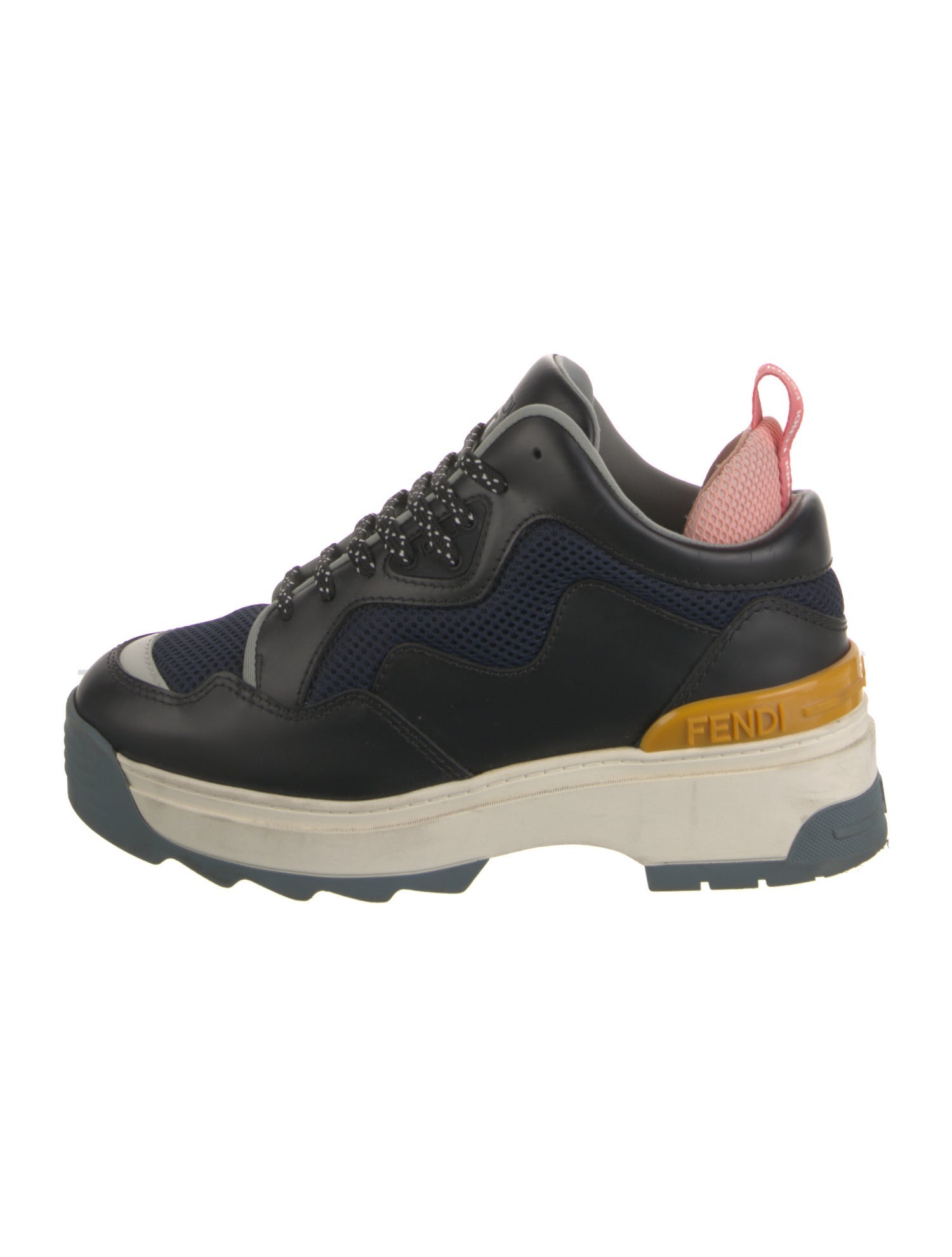 Fendi Leather Colorblock Pattern Chunky Sneakers