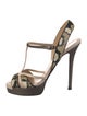 Fendi Leather Printed T-Strap Sandals