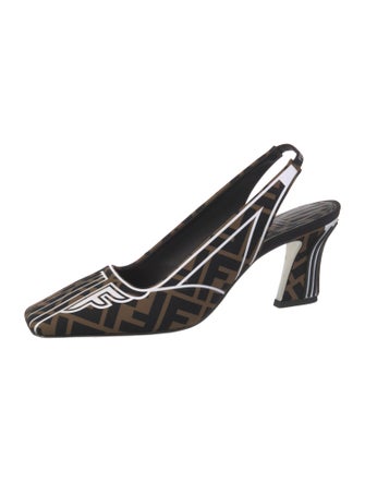 Fendi Zucca FF Logo Printed Slingback Pumps