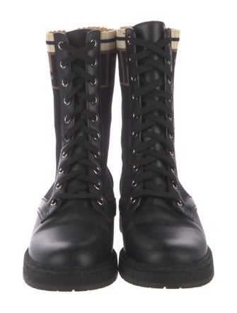 Fendi Zucca FF Logo Graphic Print Combat Boots