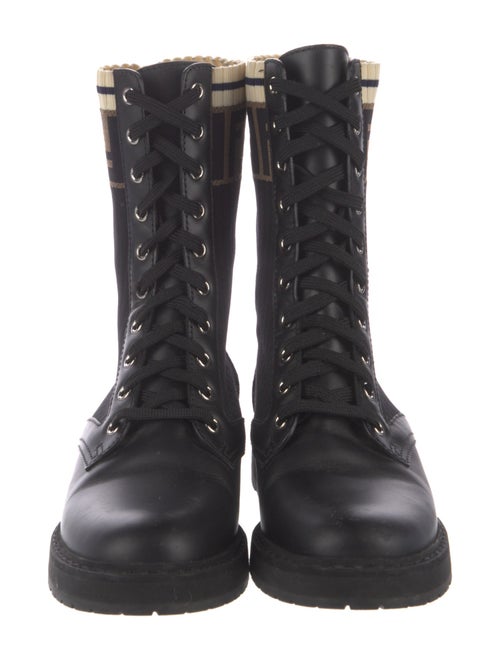Fendi Zucca FF Logo Graphic Print Combat Boots