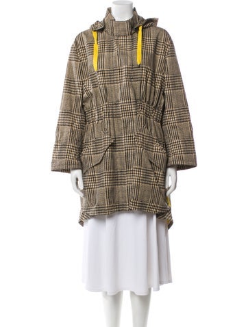 Fendi Coats Houndstooth Print Faux Fur Coat M