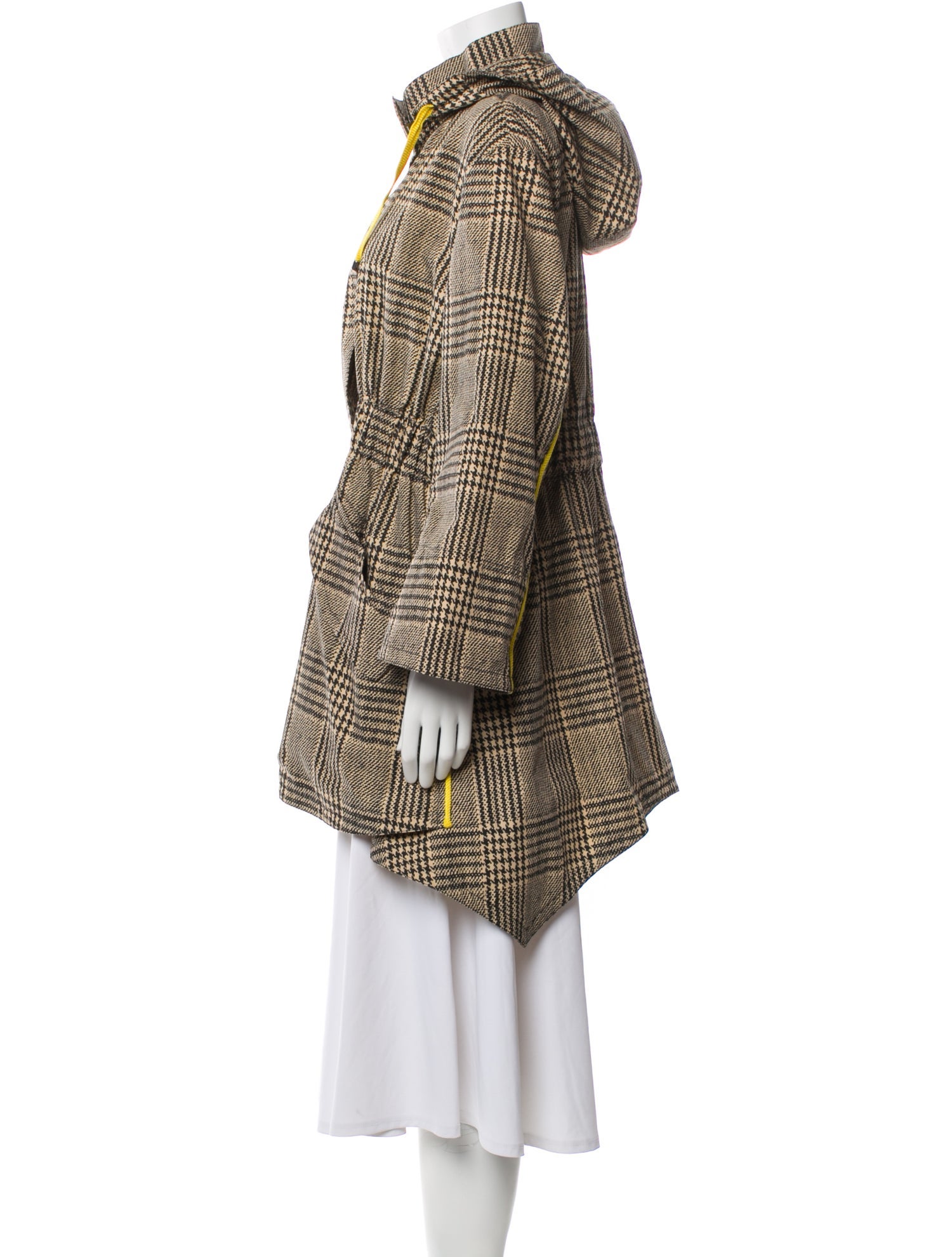 Fendi Houndstooth Print Faux Fur Coat