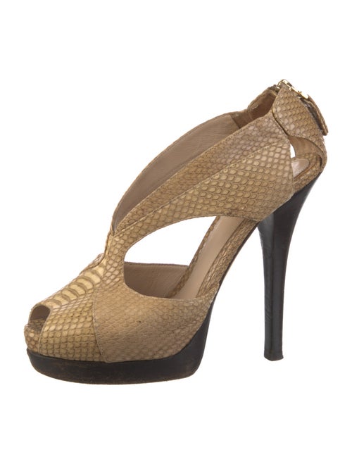 Fendi Leather Colorblock Pattern Slingback Pumps