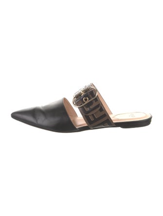 Fendi Zucca FF Logo Leather Mules