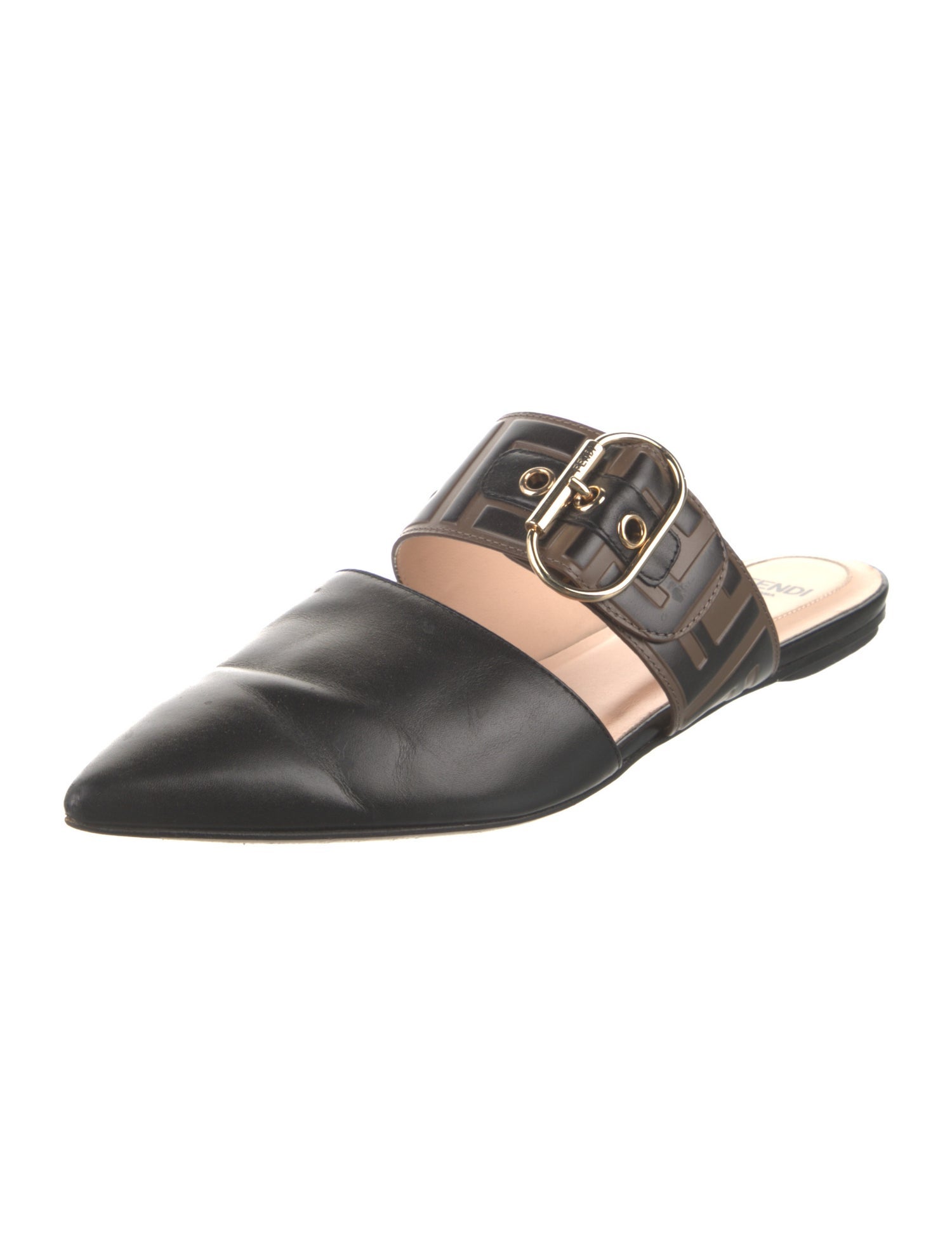 Fendi Zucca FF Logo Leather Mules