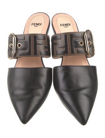 Fendi Zucca FF Logo Leather Mules