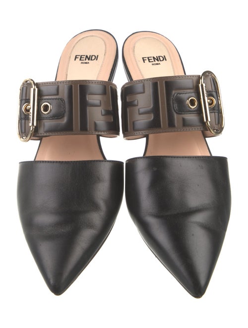 Fendi Zucca FF Logo Leather Mules