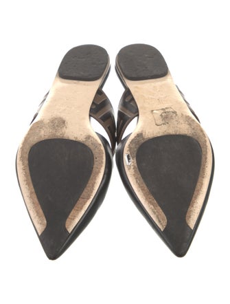 Fendi Zucca FF Logo Leather Mules