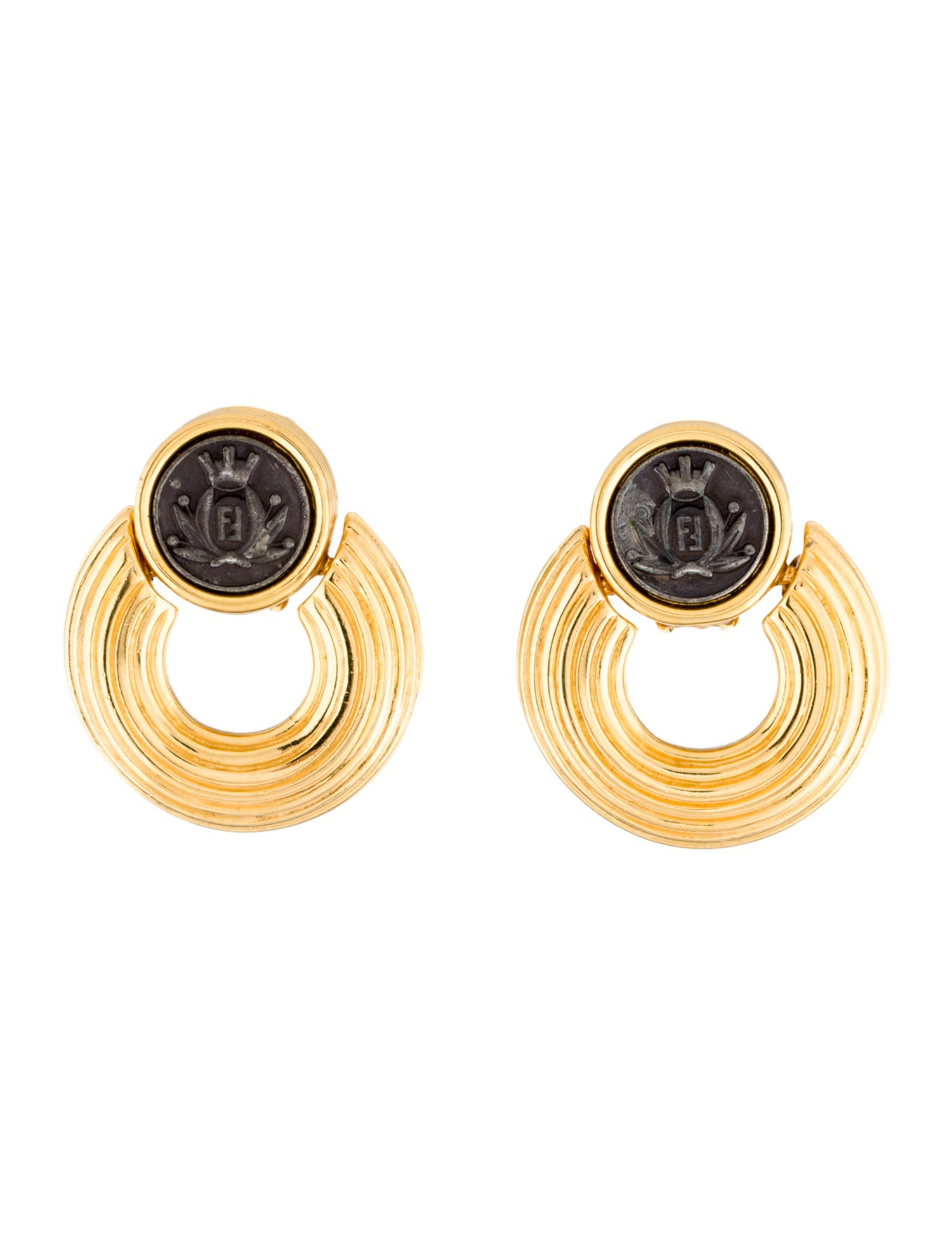 Fendi Coin Door Knocker Clip-On Earrings
