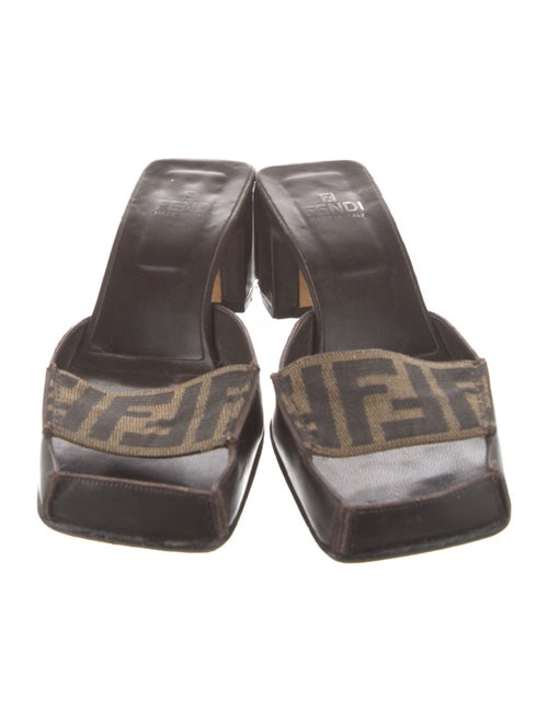 Fendi Zucca FF Logo Leather Slides