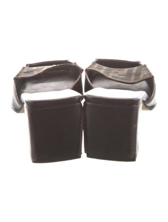 Fendi Zucca FF Logo Leather Slides