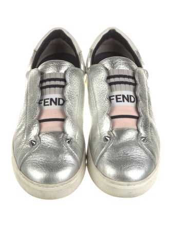 Fendi Monsters Motif Leather Sneakers