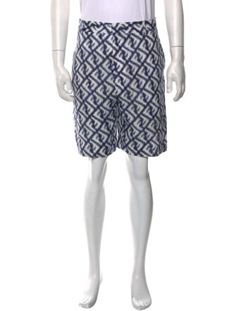 Fendi Zucca FF Logo Flat Front Shorts