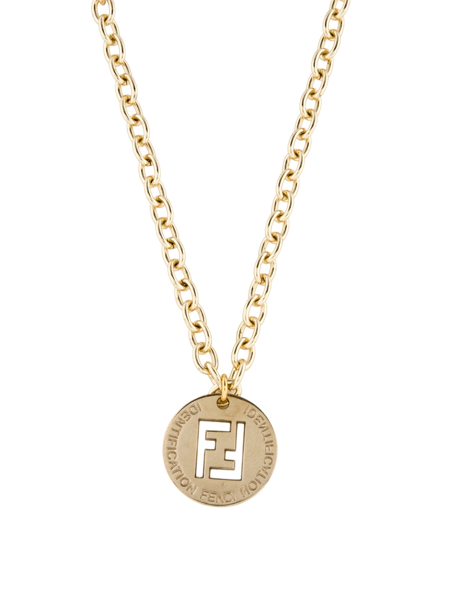 Fendi Double F Identification Pendant Necklace