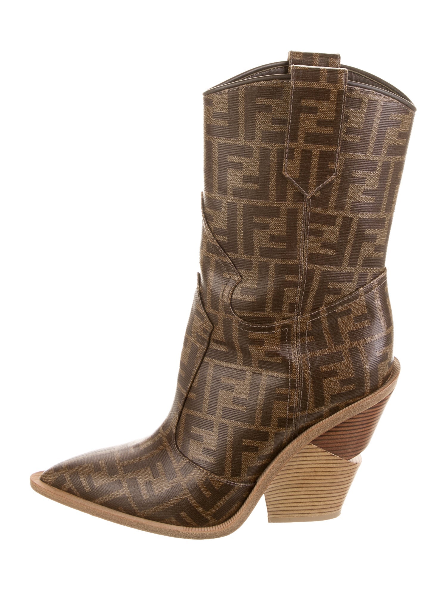 Fendi Zucca FF Logo Printed Western Boots
