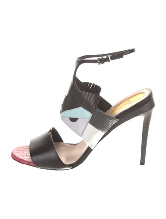 Fendi Monsters Motif Leather Sandals