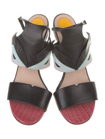 Fendi Monsters Motif Leather Sandals