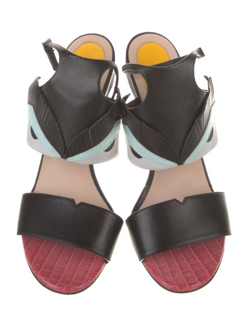 Fendi Monsters Motif Leather Sandals