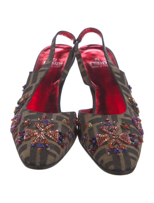 Fendi Zucca FF Logo Canvas Slingback Pumps