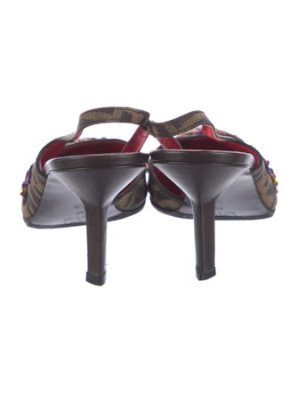 Fendi Zucca FF Logo Canvas Slingback Pumps