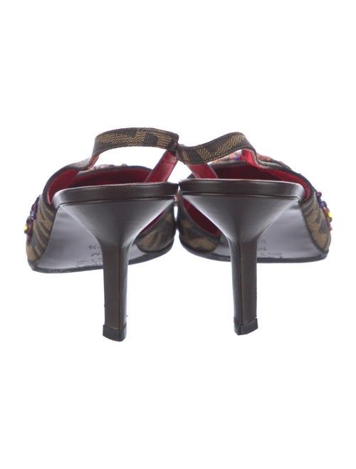 Fendi Zucca FF Logo Canvas Slingback Pumps
