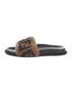 Fendi Zucca FF Logo Shearling Slides
