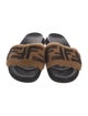 Fendi Zucca FF Logo Shearling Slides