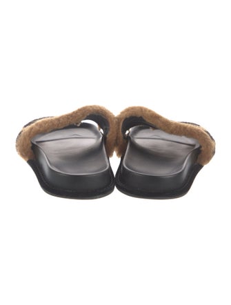 Fendi Zucca FF Logo Shearling Slides