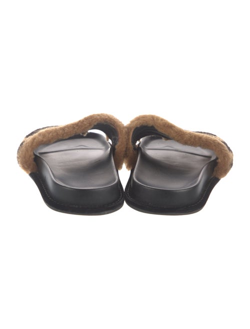 Fendi Zucca FF Logo Shearling Slides