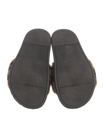 Fendi Zucca FF Logo Shearling Slides