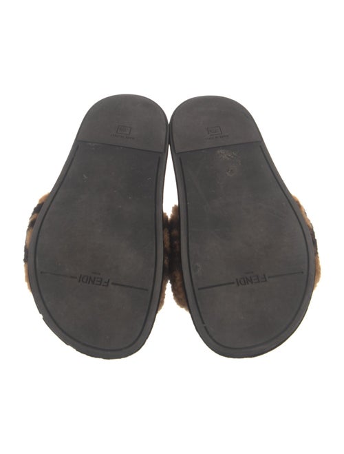 Fendi Zucca FF Logo Shearling Slides