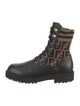 Fendi Zucca FF Logo Leather Combat Boots
