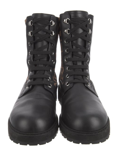 Fendi Zucca FF Logo Leather Combat Boots
