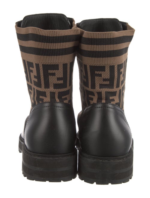 Fendi Zucca FF Logo Leather Combat Boots