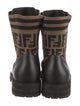 Fendi Zucca FF Logo Leather Combat Boots